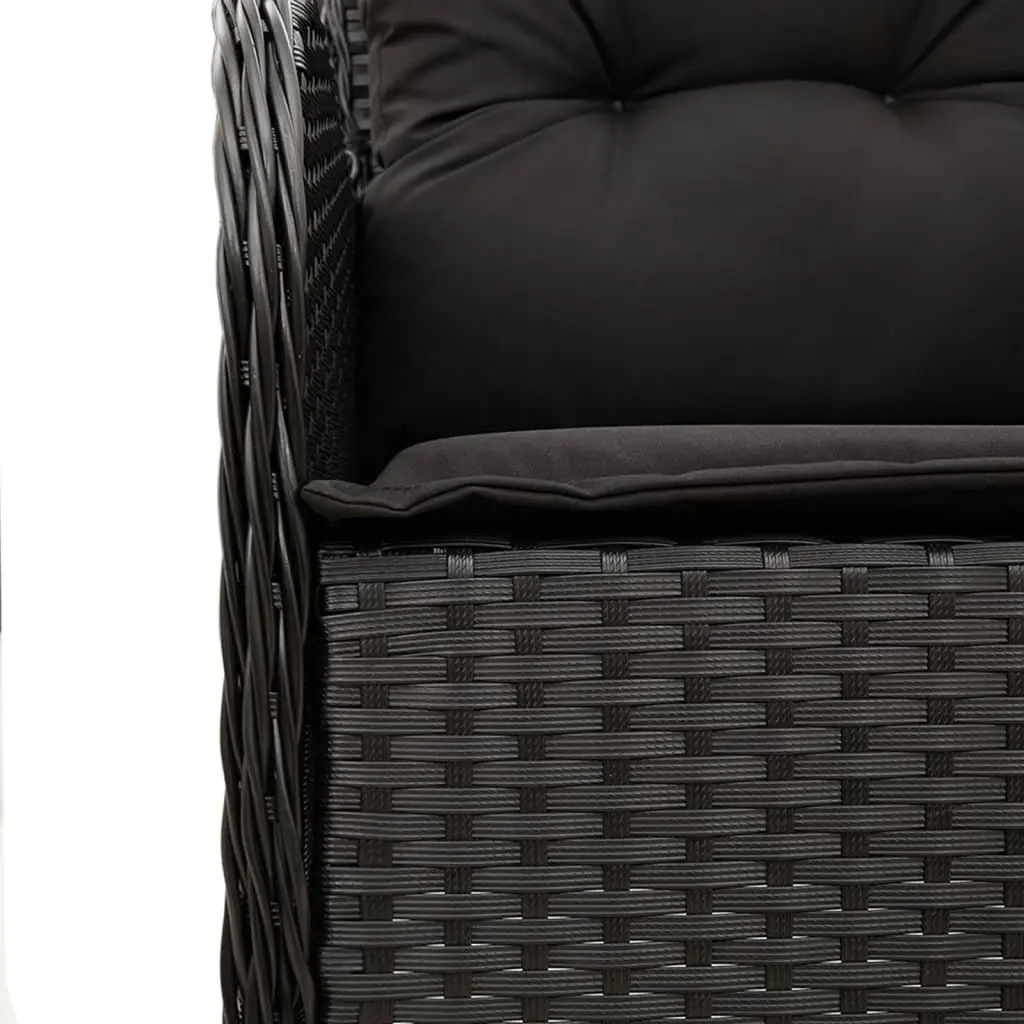 7 Piece Black Poly Rattan Outdoor Dining Set