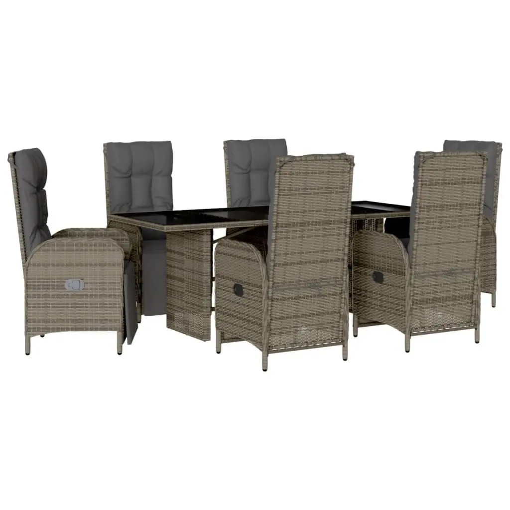 7 Piece Garden Dining Set PE Rattan Grey Outdoor Furniture
