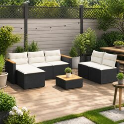 Durable 5 Piece Outdoor Garden Sofa Set in Black