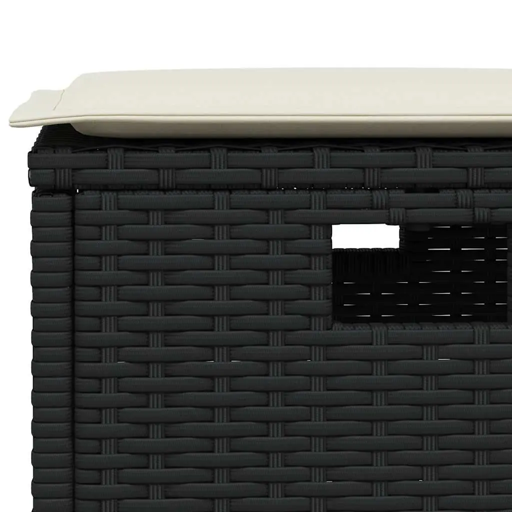 L-Shaped Sofa Set PE Rattan 6 Piece Outdoor Furniture Black