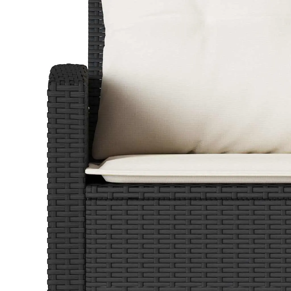L-Shaped Sofa Set PE Rattan 6 Piece Outdoor Furniture Black