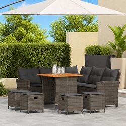 Durable L-Shaped 6-Piece Garden Sofa Set in Grey