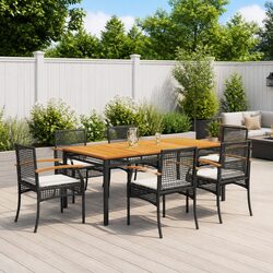 Durable 7 Piece Black Outdoor Garden Dining Set