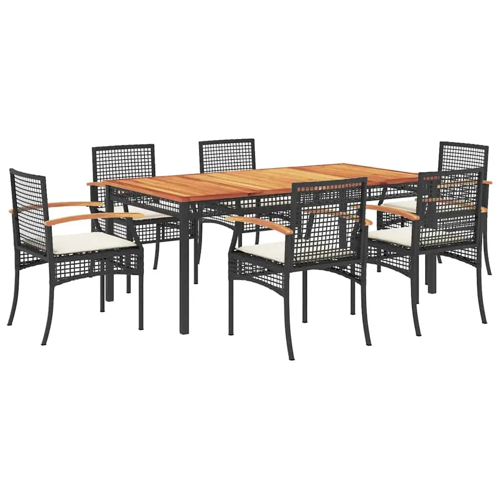 7 Piece Black Outdoor Garden Dining Set