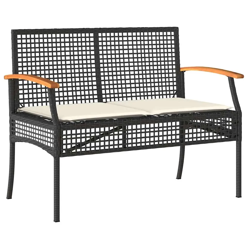 3 Piece Black Patio Dining Set with Cushions