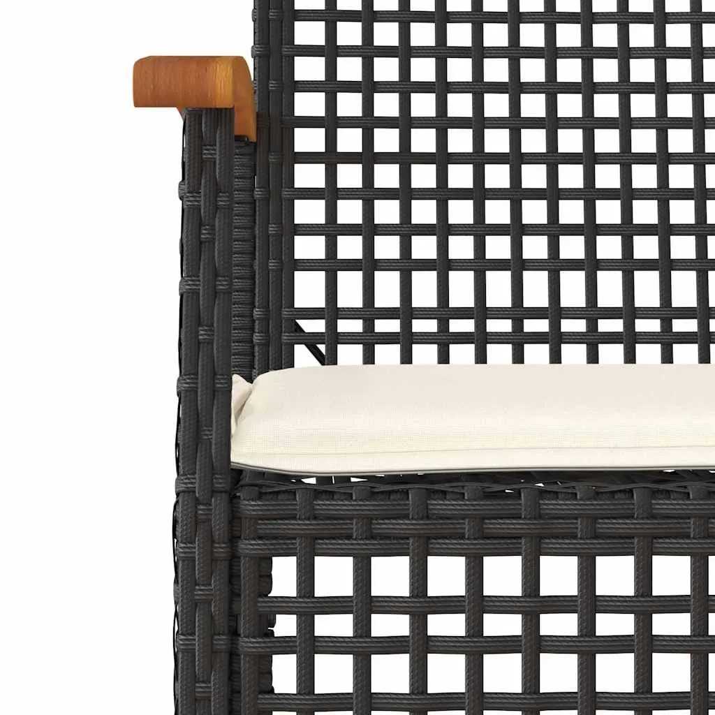 3 Piece Black Patio Dining Set with Cushions