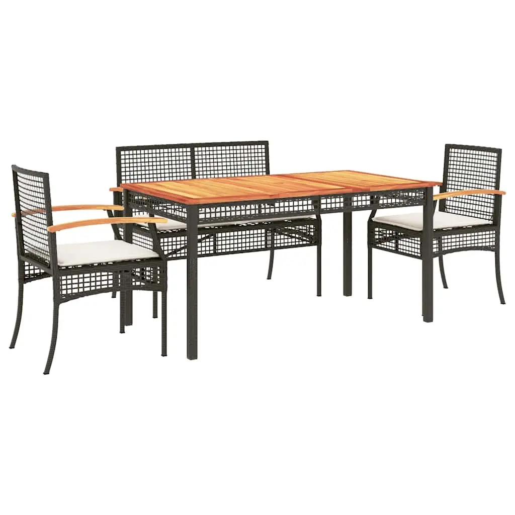 5 Piece Garden Dining Set in Black Poly Rattan
