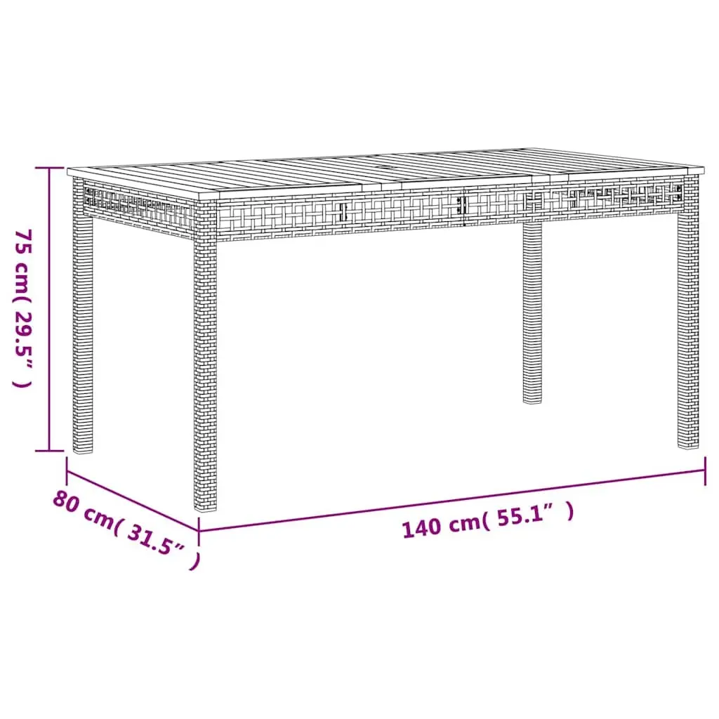 5 Piece Garden Dining Set in Black Poly Rattan