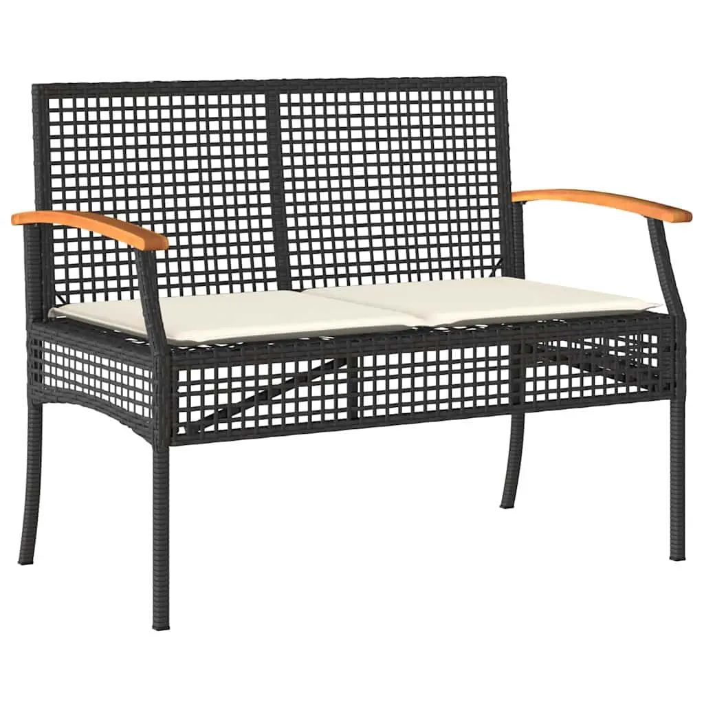 5 Piece Garden Dining Set in Black Poly Rattan