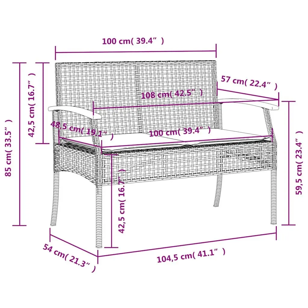 5 Piece Garden Dining Set in Black Poly Rattan
