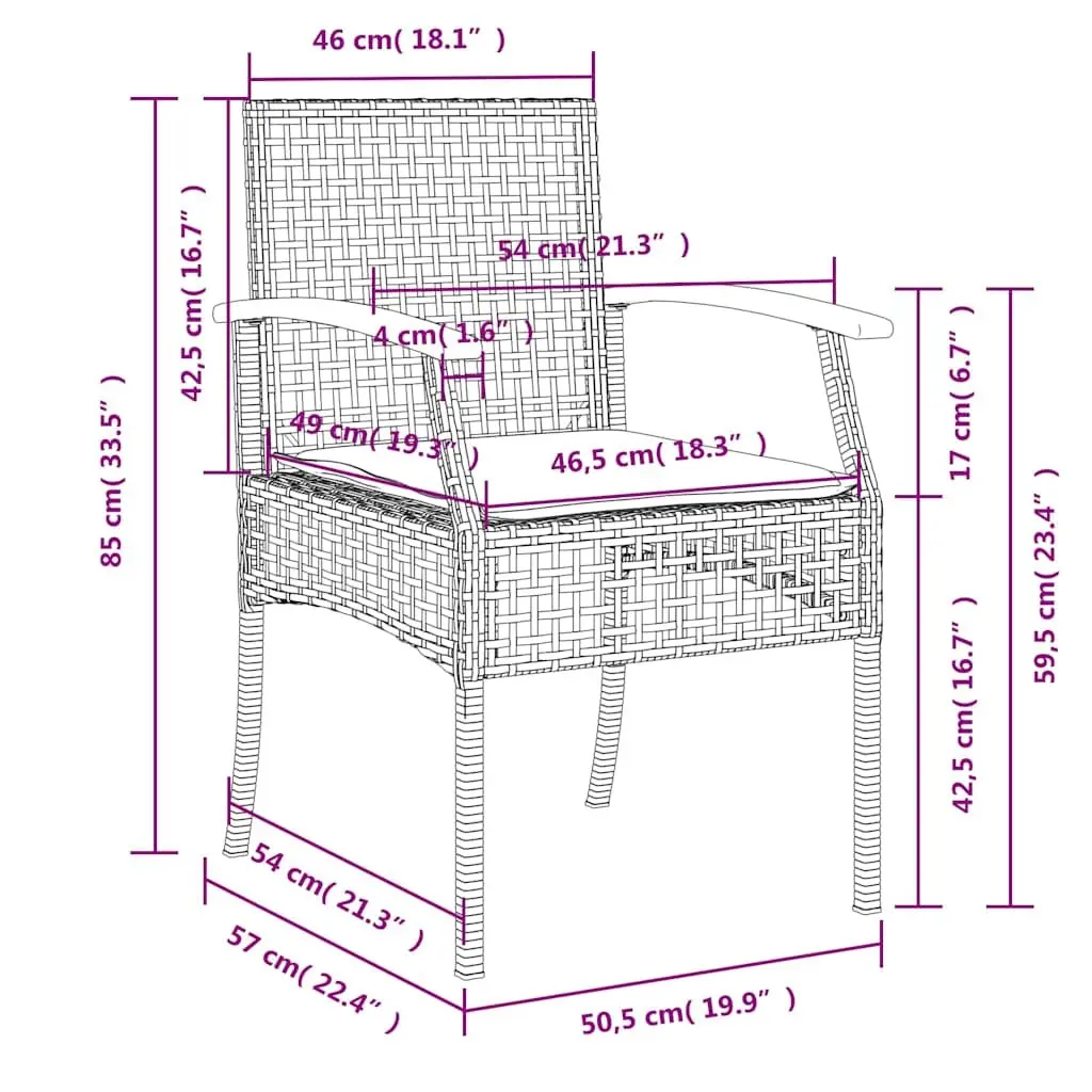 5 Piece Garden Dining Set in Black Poly Rattan
