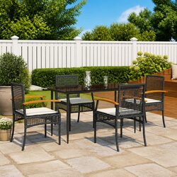 Black Poly Rattan 5-Piece Outdoor Garden Dining Set