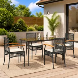 Durable 5-Piece Outdoor Garden Dining Set with Cushions