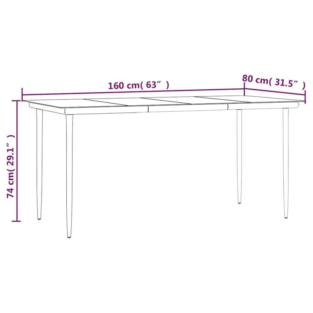 Garden Dining Set PE Rattan Powder-coated Steel 5 Piece Black