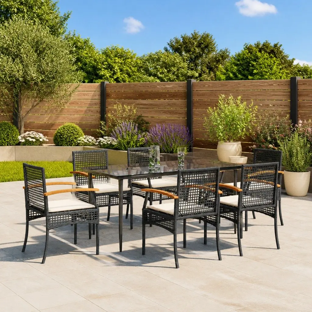 7 Piece Outdoor Dining Set with Cushions