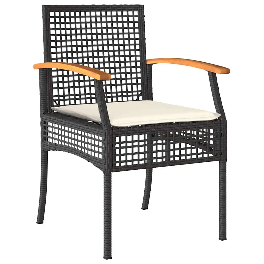7 Piece Outdoor Dining Set with Black Poly Rattan