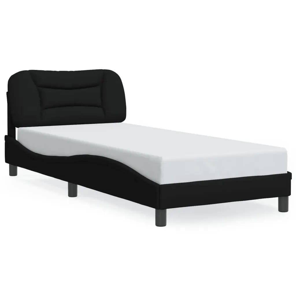 Black Fabric Bed Frame with LED Lighting 90x190 cm