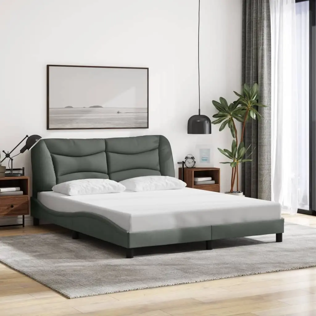 Queen Bed Frame with LED Lights Dark Grey 152x203cm