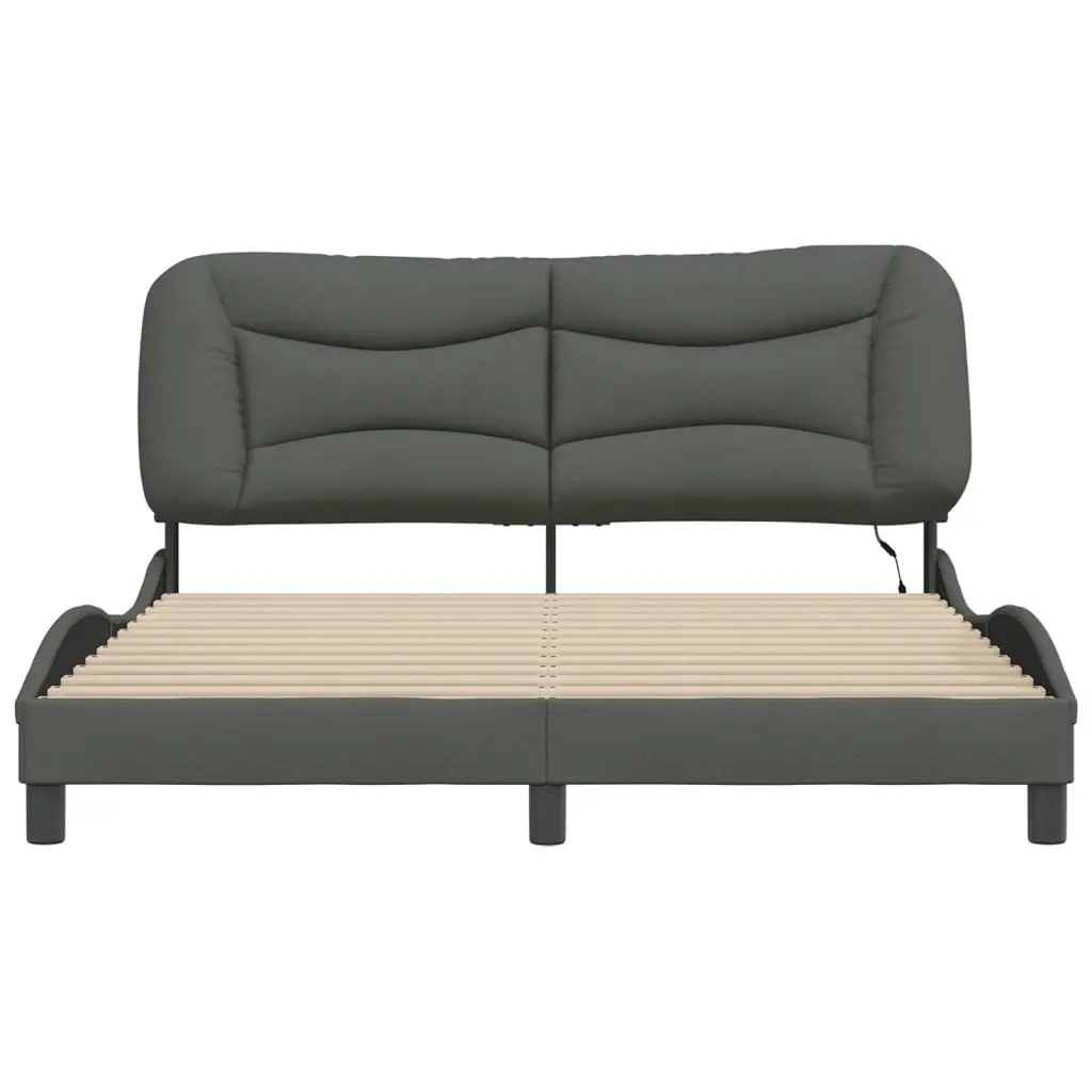 Queen Bed Frame with LED Lights Dark Grey 152x203cm