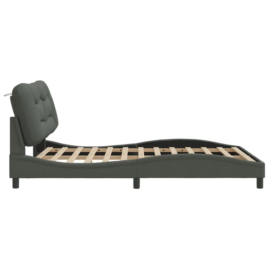 Queen Bed Frame with LED Lights Dark Grey 152x203cm