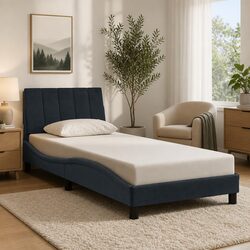 Dark Grey Velvet Bed Frame with LED Lights 90x190 cm