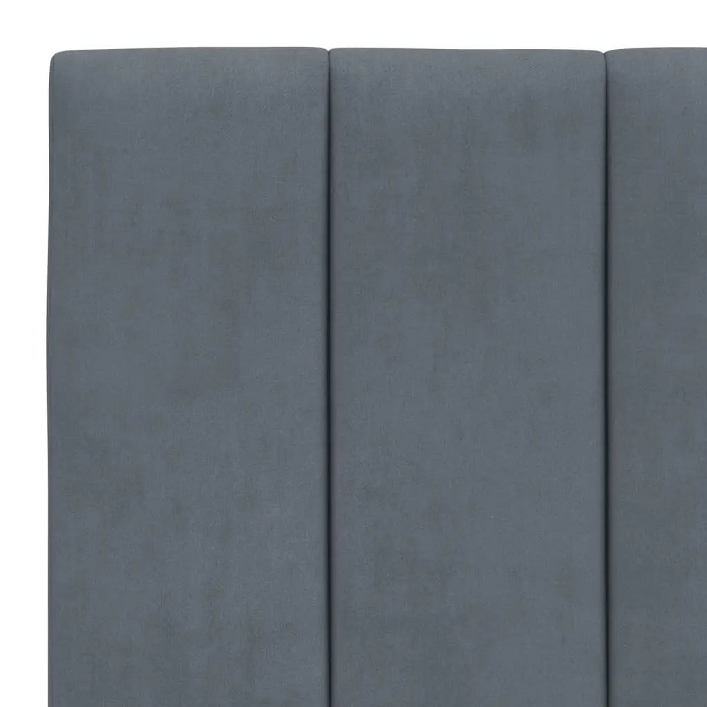 Bed Frame Velvet 90x190 cm Dark Grey with LED Lights Slatted Base Headboard