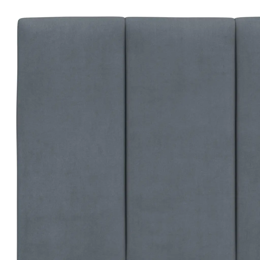 LED Grey Velvet Queen Bed Frame with Plywood Slats