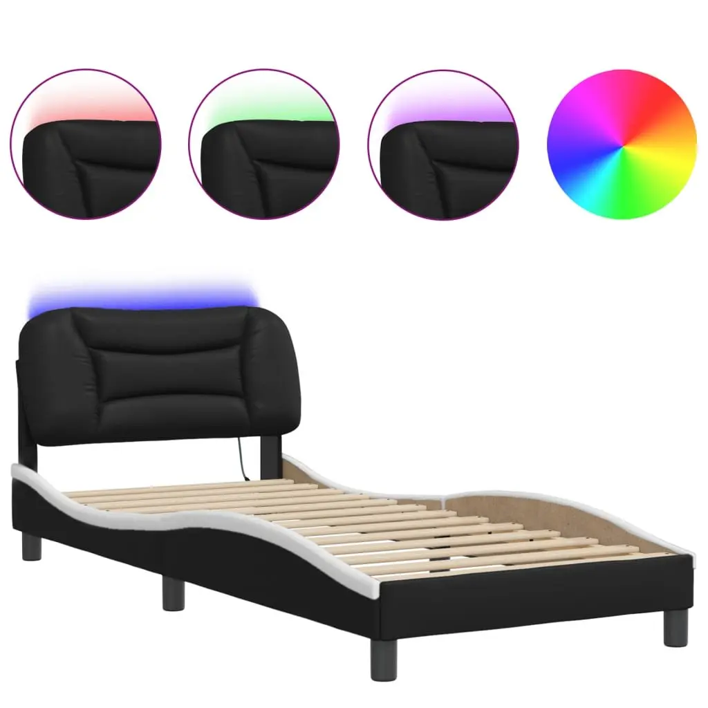 Bed Frame with LED Lights and Headboard Support