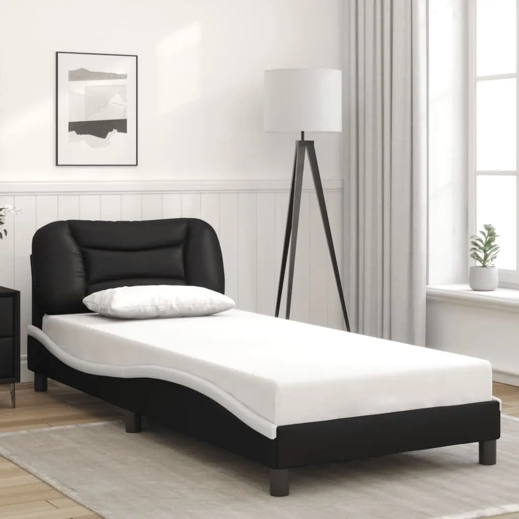 Bed Frame with LED Lights and Headboard Support