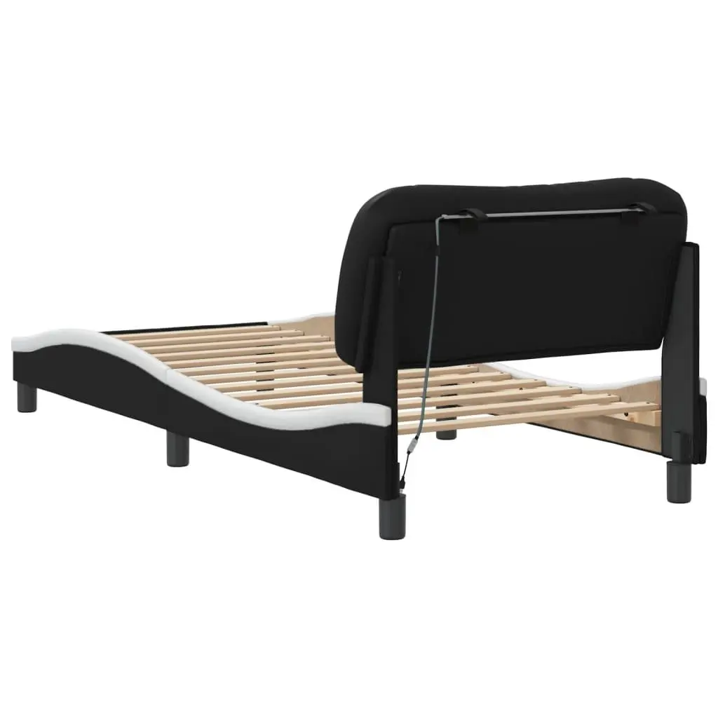Bed Frame with LED Lights and Headboard Support