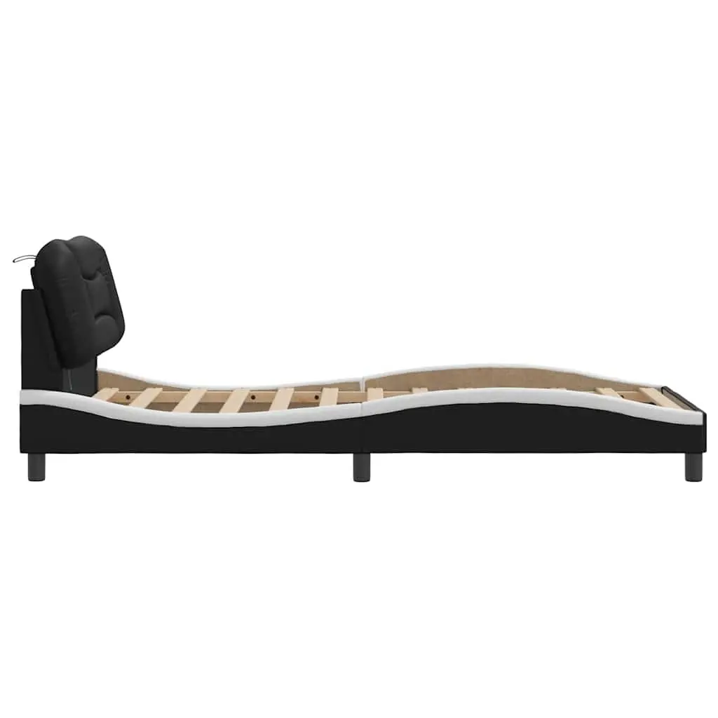 Bed Frame with LED Lights and Headboard Support