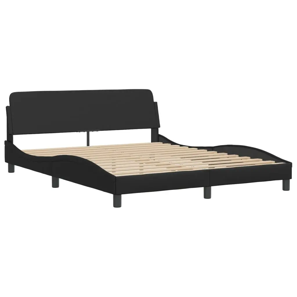 Black Faux Leather Bed Frame with LED Lighting