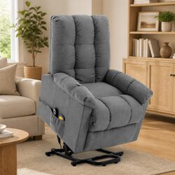 Durable Grey Fabric Stand Up Massage Chair with Electric Lift