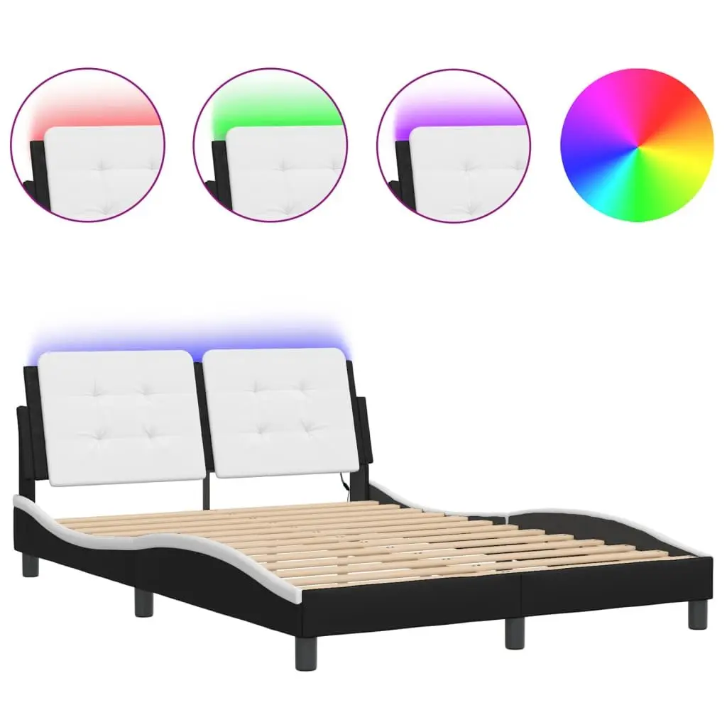 Bed Frame with LED Lighting in Black & White