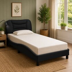 Quality Bed Frame with LED Lights and Padded Headboard 90x190 cm