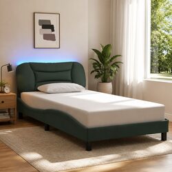 Sturdy King Single Bed Frame with LED Lights in Grey
