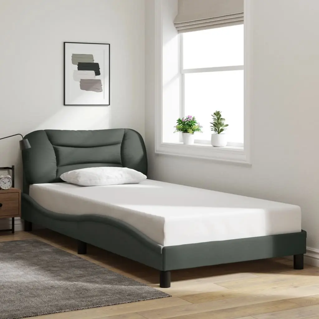 King Single Bed Frame with LED Lights in Grey