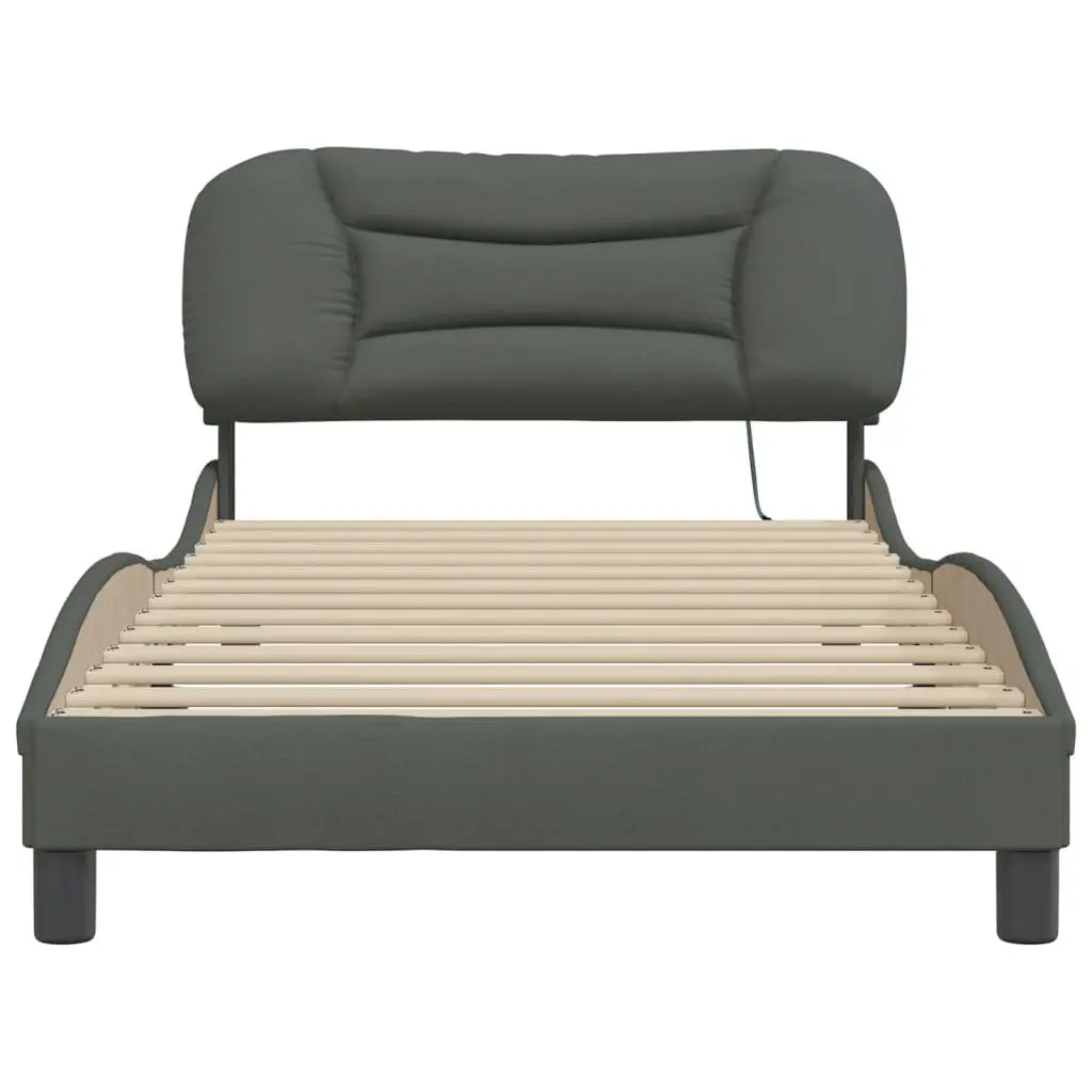 King Single Bed Frame with LED Lights in Grey