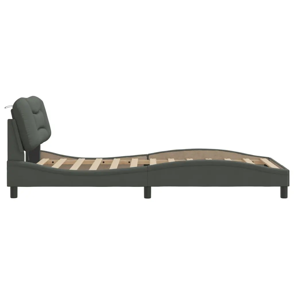 King Single Bed Frame with LED Lights in Grey