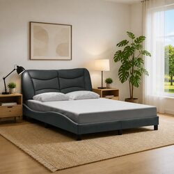 Stunning Grey Fabric Double Bed Frame with LED Lights