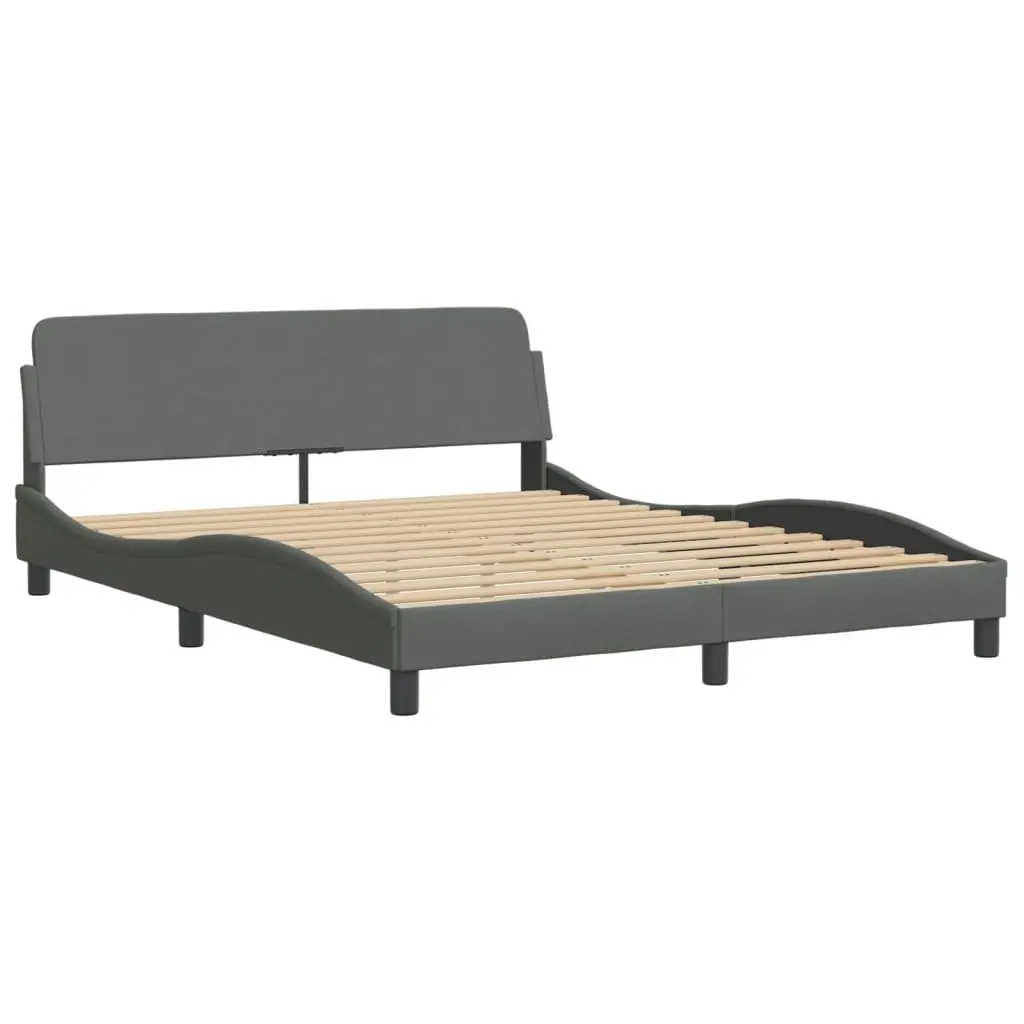 Queen Bed Frame with Grey Fabric Headboard and LED Lights