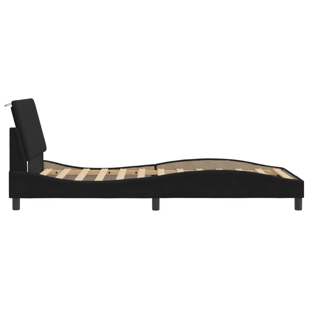 Black Velvet King Single Bed Frame with LED Lights