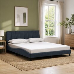 Modern Grey Velvet Queen Bed Frame with LED Headboard