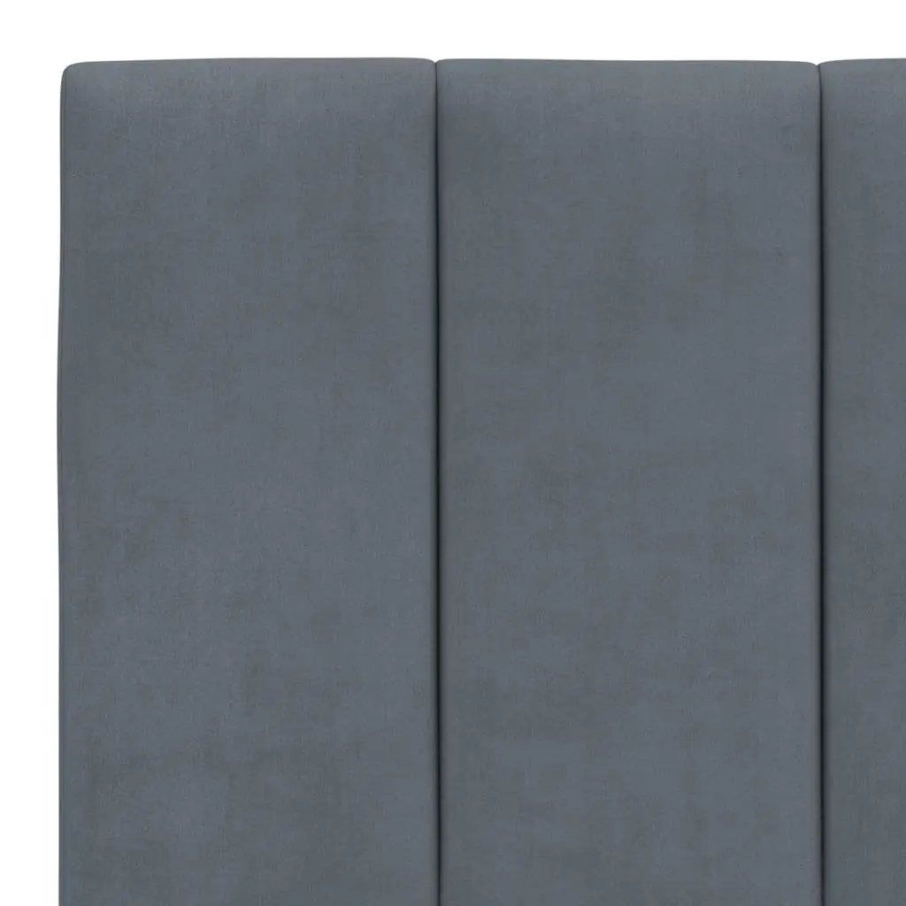 Grey Velvet Queen Bed Frame with LED Headboard