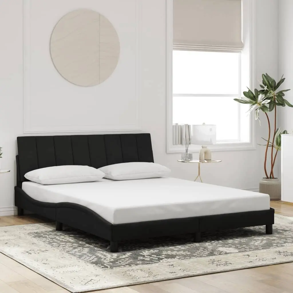 Queen Bed Frame Velvet 152x203 cm Black with LED Lights