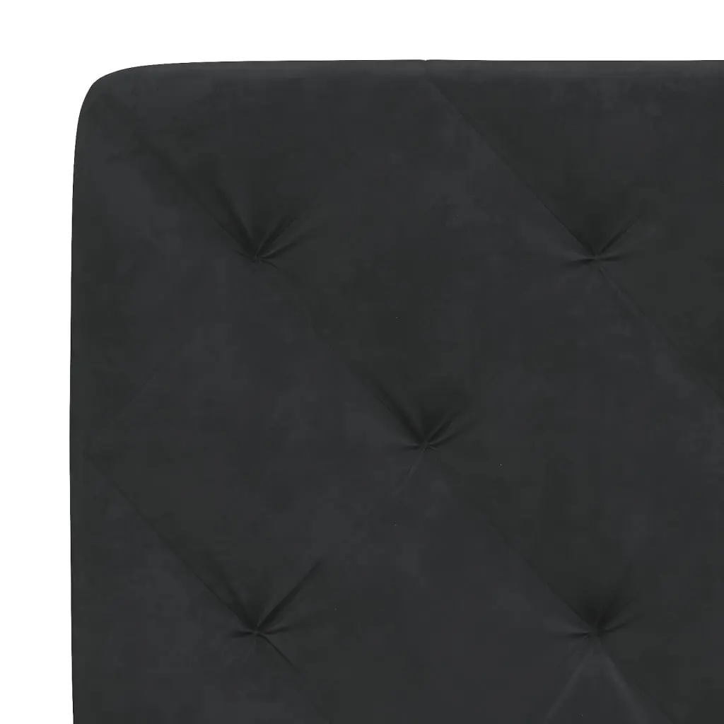 Queen Bed Frame Velvet Black with LED Lights and Foam-filled Headboard Pillow