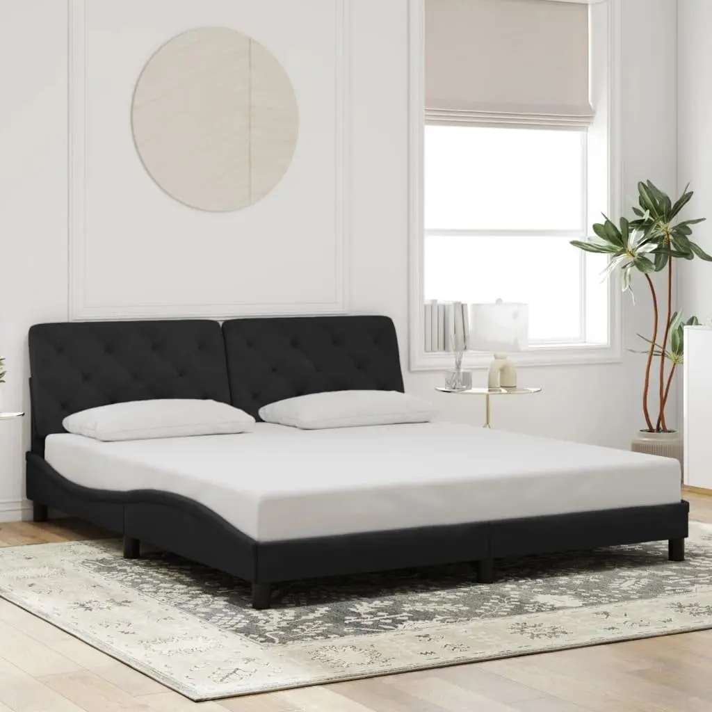 Bed Frame with LED Lights and Velvet Headboard