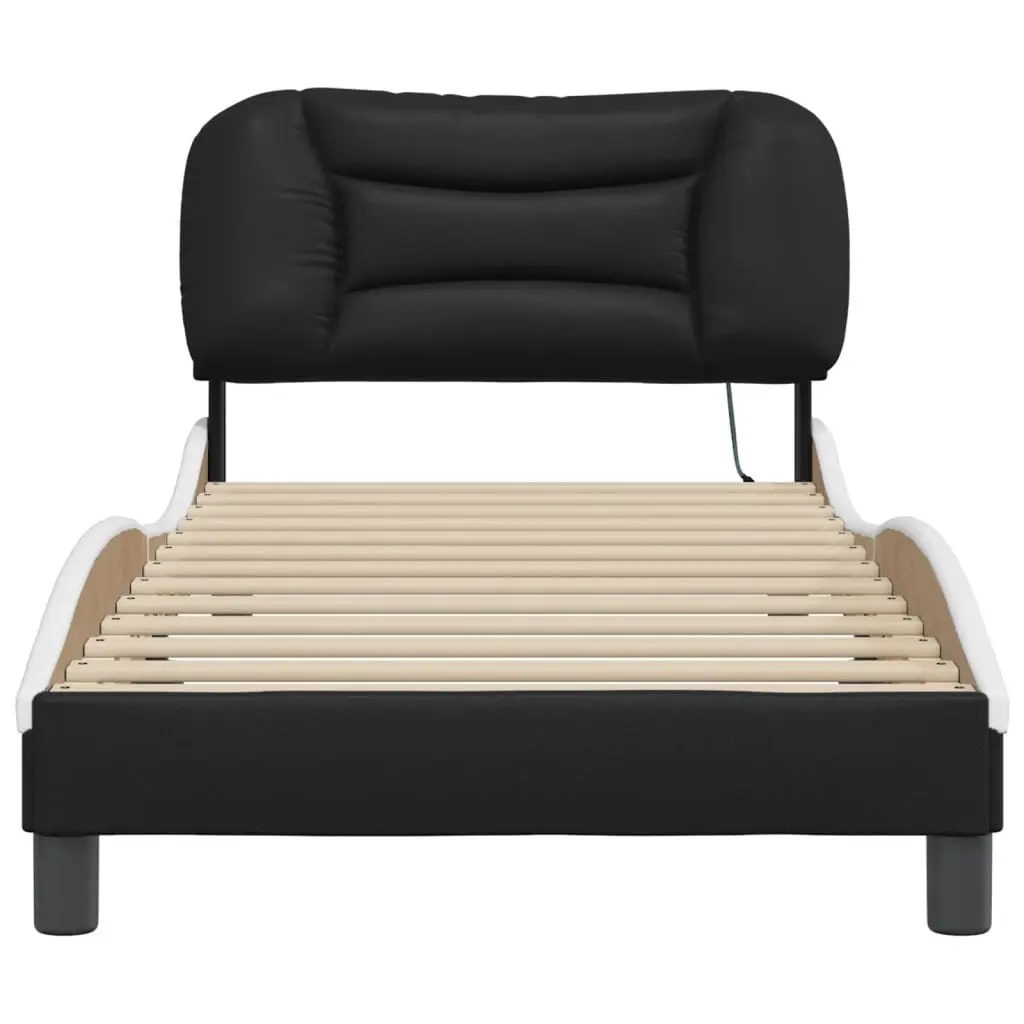 Bed Frame with LED Headboard in Black & White