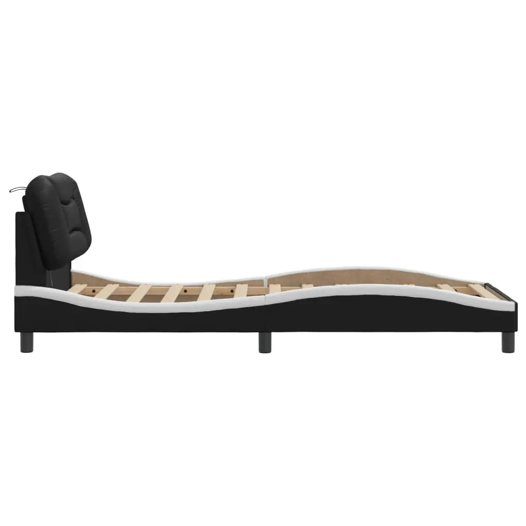 Bed Frame with LED Headboard in Black & White