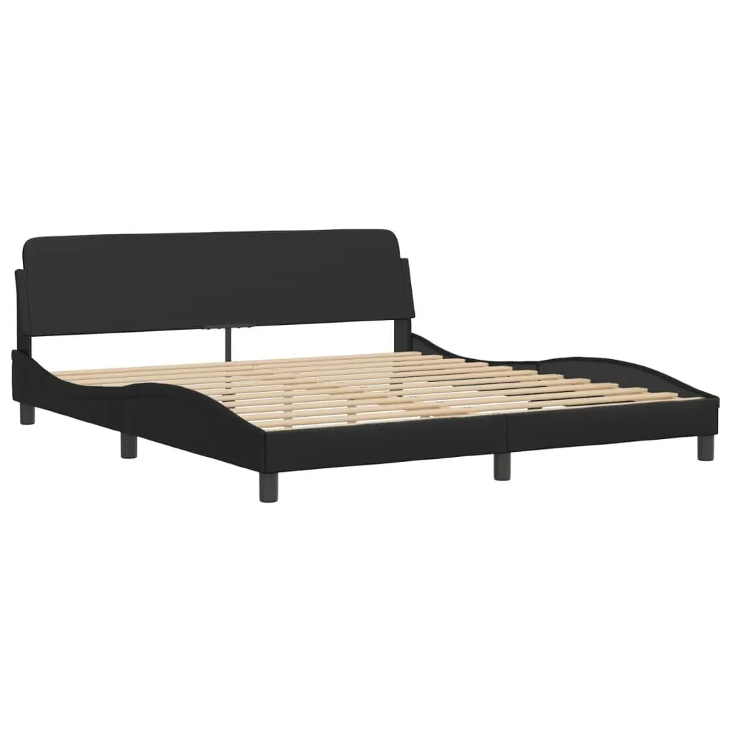 Bed Frame Faux Leather 180x200 cm Black with LED Lights